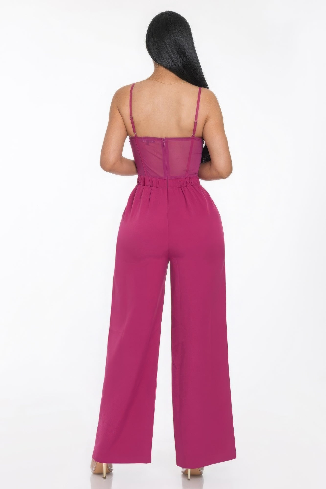 Mesh Insert Cup Wide Leg Jumpsuit - Body By J'ne