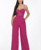 Mesh Insert Cup Wide Leg Jumpsuit - Body By J'ne