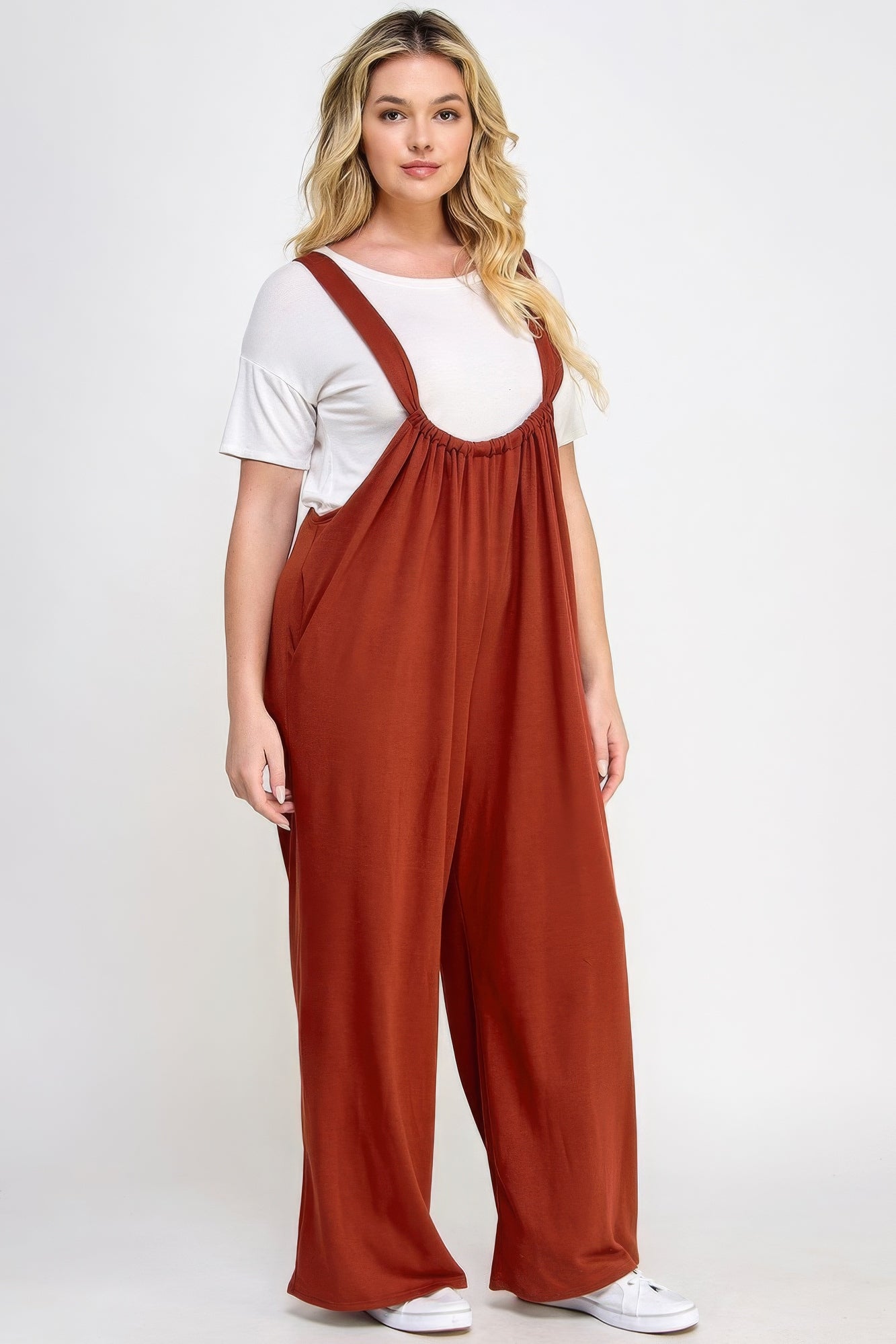French Terry Wide Leg Jumpsuit Overalls - Body By J'ne