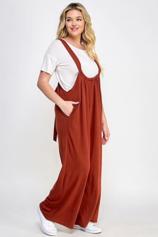 French Terry Wide Leg Jumpsuit Overalls - Body By J'ne