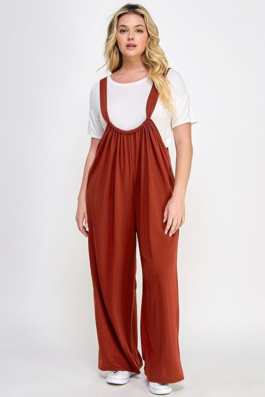 French Terry Wide Leg Jumpsuit Overalls - Body By J'ne