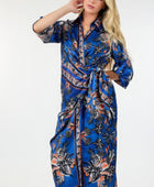 Wrap Front 3/4 Sleeve Printed Dress - Body By J'ne