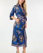 Wrap Front 3/4 Sleeve Printed Dress - Body By J'ne