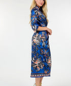 Wrap Front 3/4 Sleeve Printed Dress - Body By J'ne