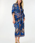 Wrap Front 3/4 Sleeve Printed Dress - Body By J'ne