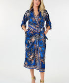 Wrap Front 3/4 Sleeve Printed Dress - Body By J'ne