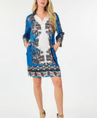 Multi Colored Collar Neck 3/4 Sleeve Dress - Body By J'ne