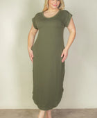 Plus Size Hidden Pocket Batwing Sleeve V Neck Long Dress - Body By J'ne