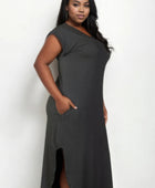 Plus Size Hidden Pocket Batwing Sleeve V Neck Long Dress - Body By J'ne