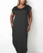 Plus Size Hidden Pocket Batwing Sleeve V Neck Long Dress - Body By J'ne