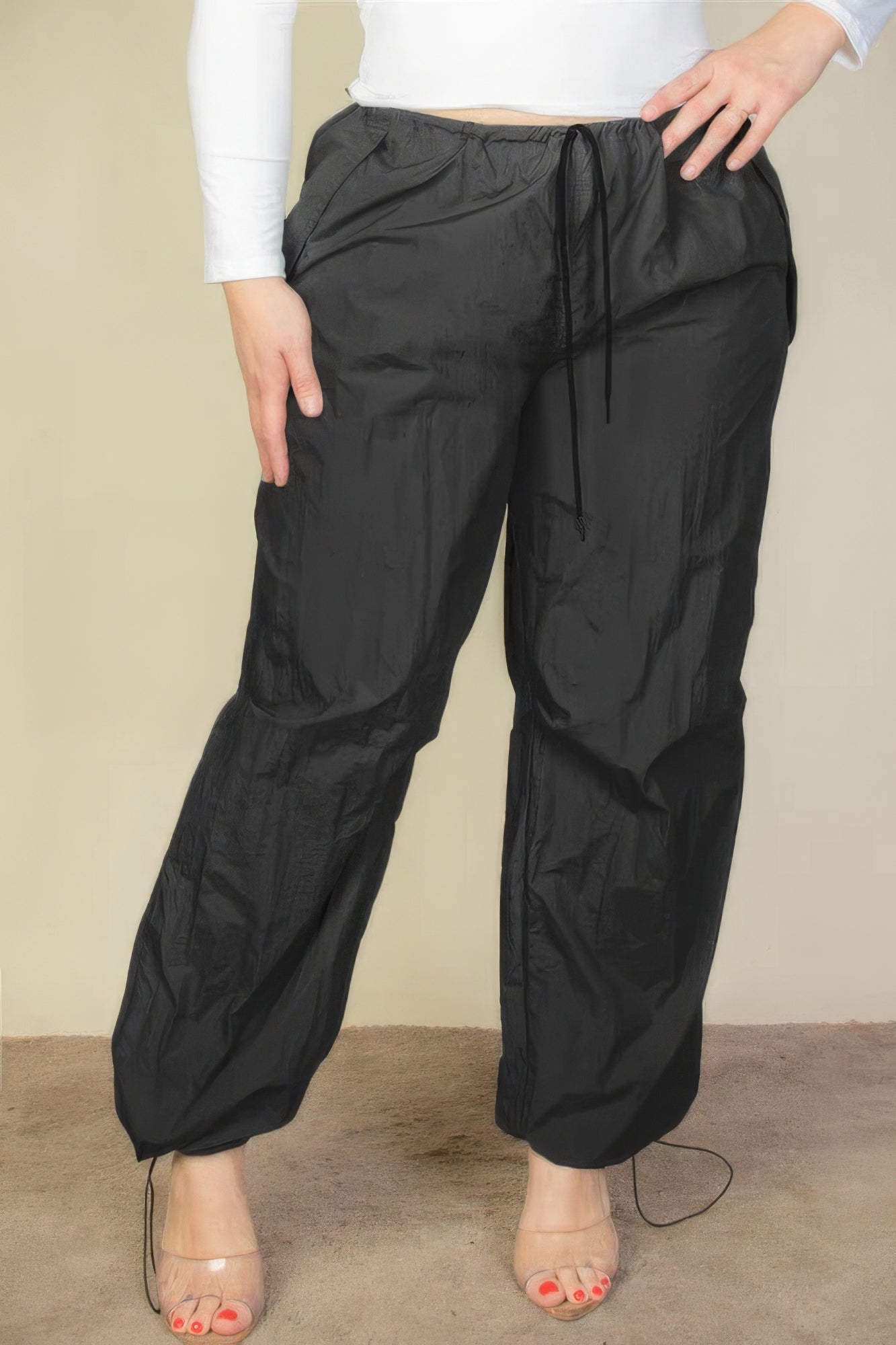 Plus Size Drawstring Waist Parachute Pants - Body By J'ne