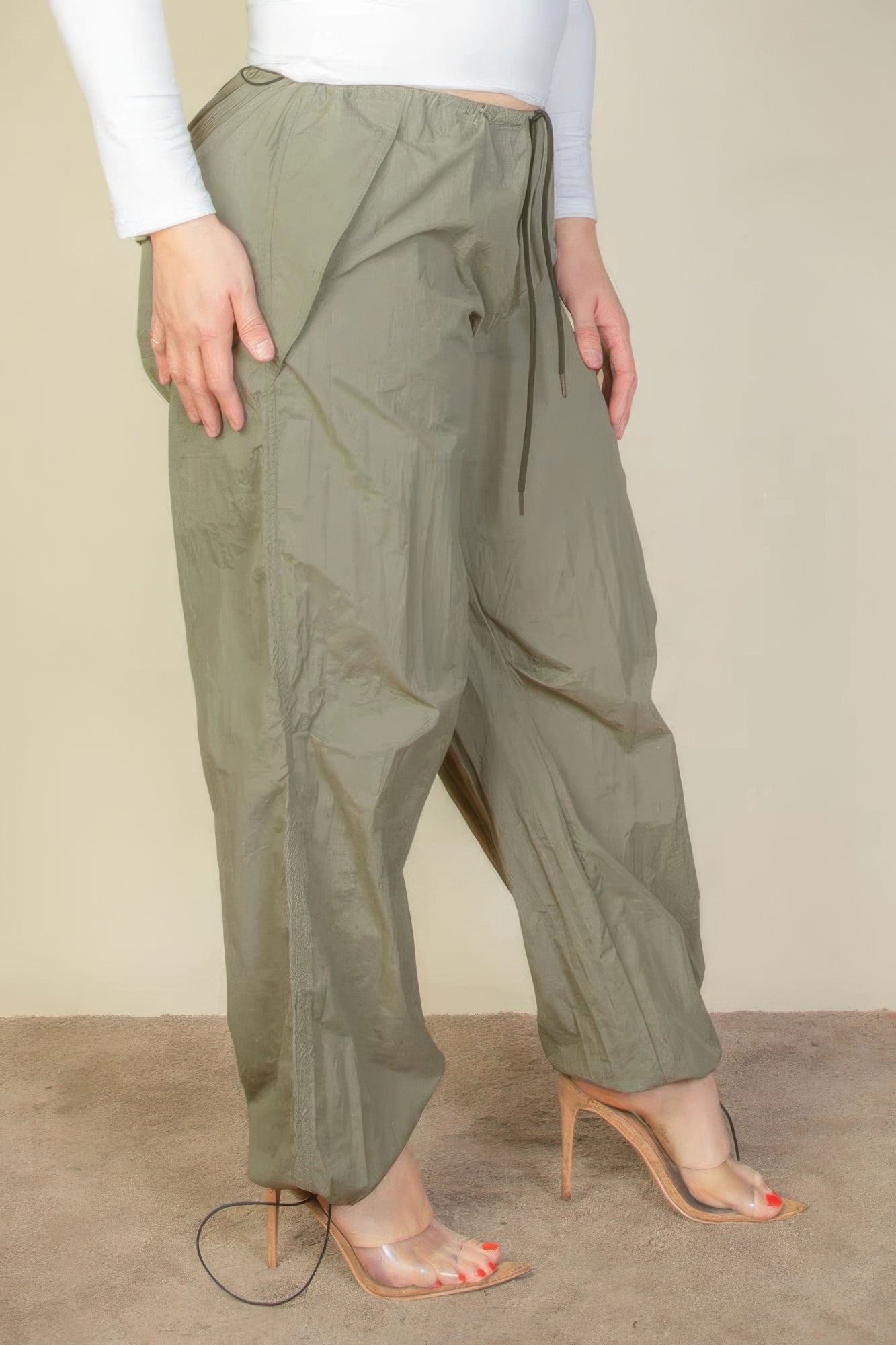 Plus Size Drawstring Waist Parachute Pants - Body By J'ne