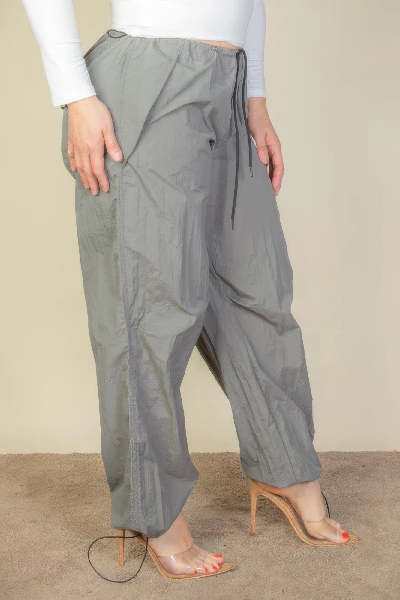 Plus Size Drawstring Waist Parachute Pants - Body By J'ne