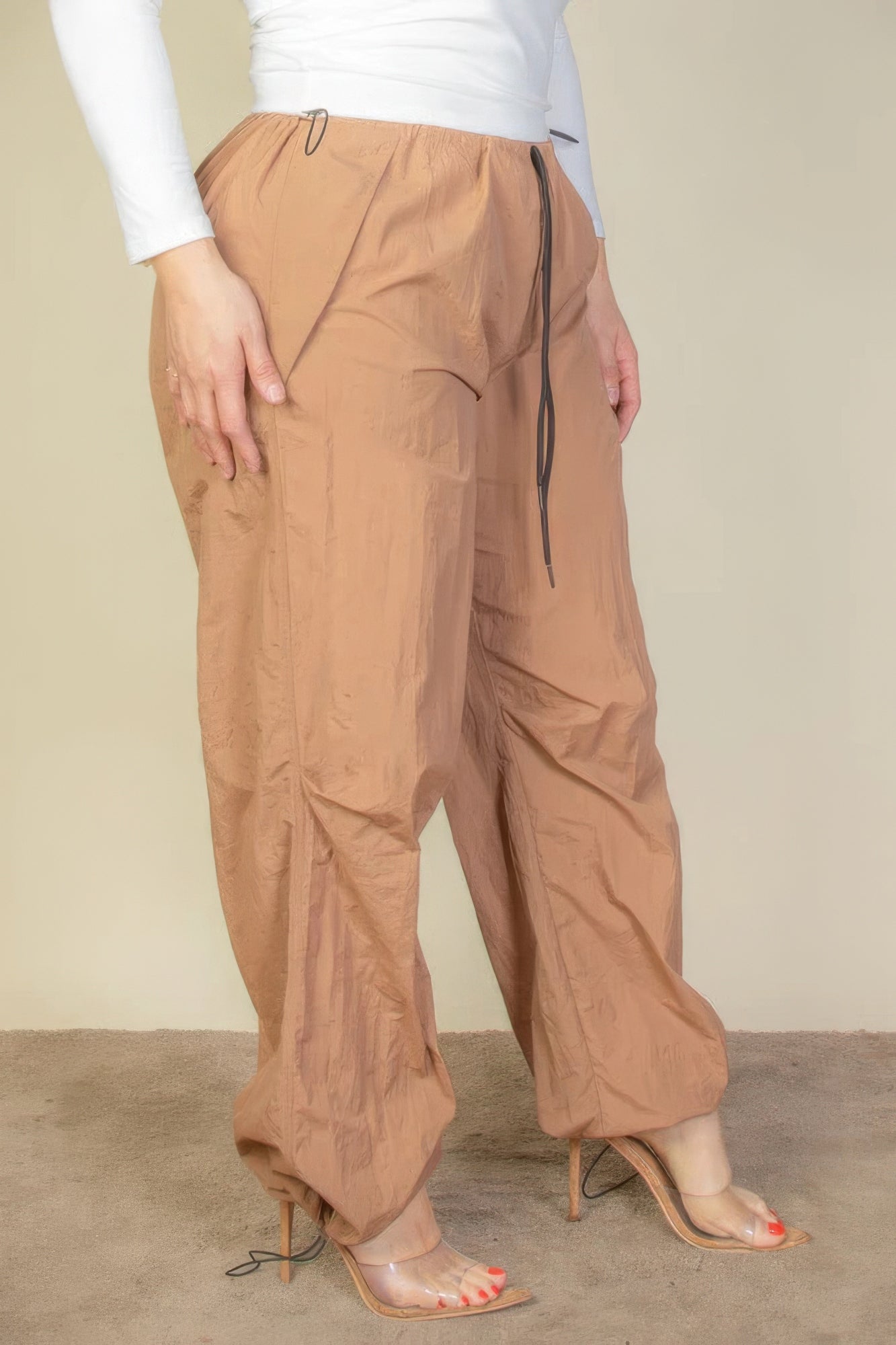 Plus Size Drawstring Waist Parachute Pants - Body By J'ne