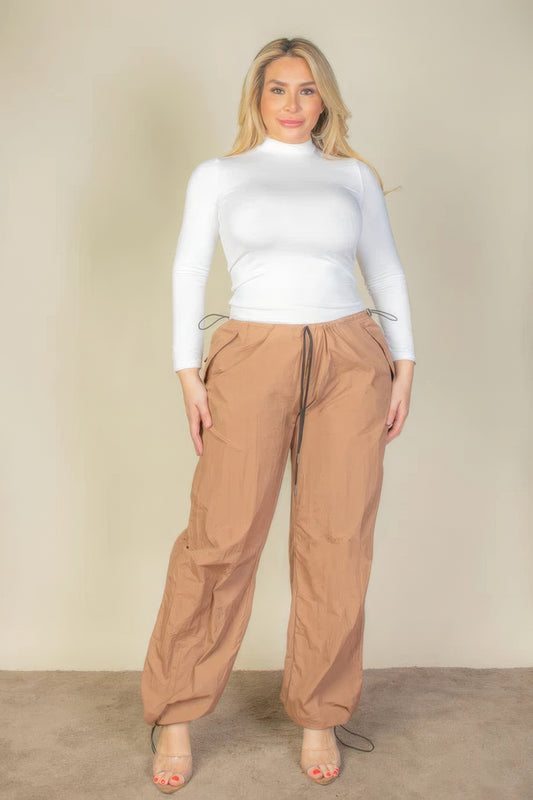 Plus Size Drawstring Waist Parachute Pants - Body By J'ne