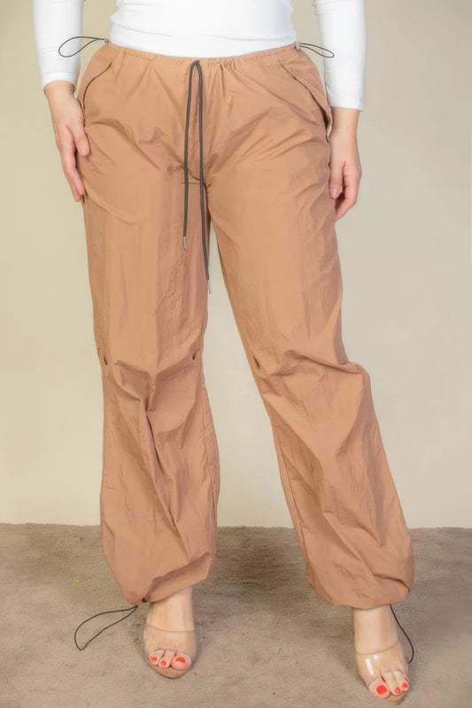 Plus Size Drawstring Waist Parachute Pants - Body By J'ne