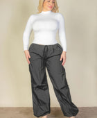 Plus Size Drawstring Waist Parachute Pants - Body By J'ne