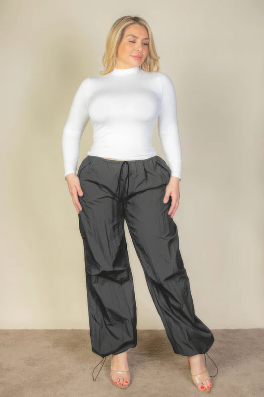 Plus Size Drawstring Waist Parachute Pants - Body By J'ne