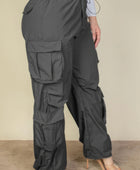 Plus Size Flap Pockets Drawstring Ruched Parachute Pants - Body By J'ne