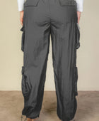 Plus Size Flap Pockets Drawstring Ruched Parachute Pants - Body By J'ne