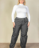 Plus Size Flap Pockets Drawstring Ruched Parachute Pants - Body By J'ne