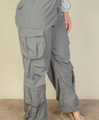 Plus Size Flap Pockets Drawstring Ruched Parachute Pants - Body By J'ne