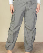 Plus Size Flap Pockets Drawstring Ruched Parachute Pants - Body By J'ne