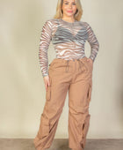 Plus Size Flap Pockets Drawstring Ruched Parachute Pants - Body By J'ne