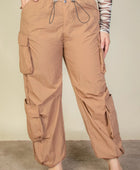 Plus Size Flap Pockets Drawstring Ruched Parachute Pants - Body By J'ne