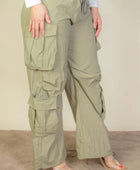 Plus Size Flap Pockets Drawstring Ruched Parachute Pants - Body By J'ne