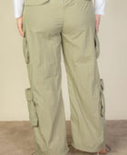 Plus Size Flap Pockets Drawstring Ruched Parachute Pants - Body By J'ne