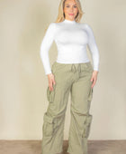 Plus Size Flap Pockets Drawstring Ruched Parachute Pants - Body By J'ne