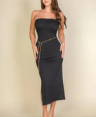 Solid Bodycon Split Hem Tube Dress - Body By J'ne