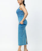 Acid Washed Cargo Midi Dress