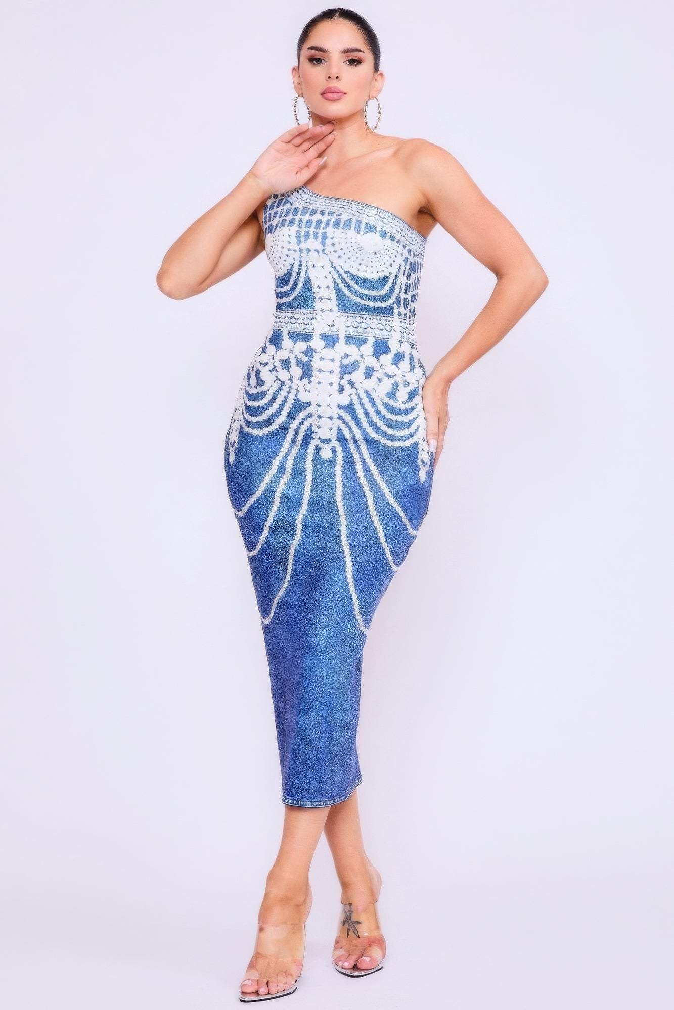Chandelier Denim Print Dress - Body By J'ne