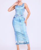 Versatile Denim Print Midi Dress