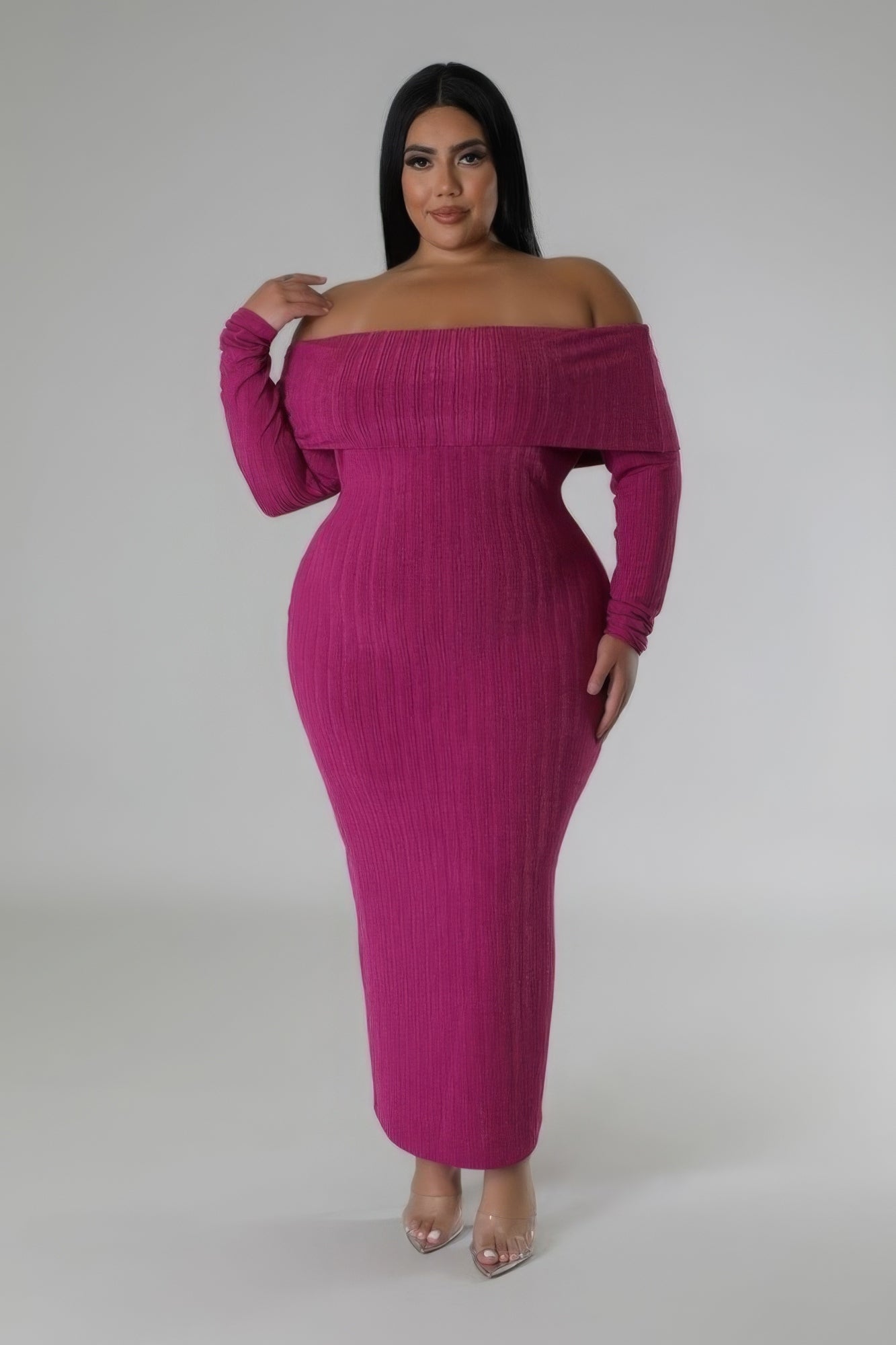 Off Shoulders Stretch Dress - Body By J'ne