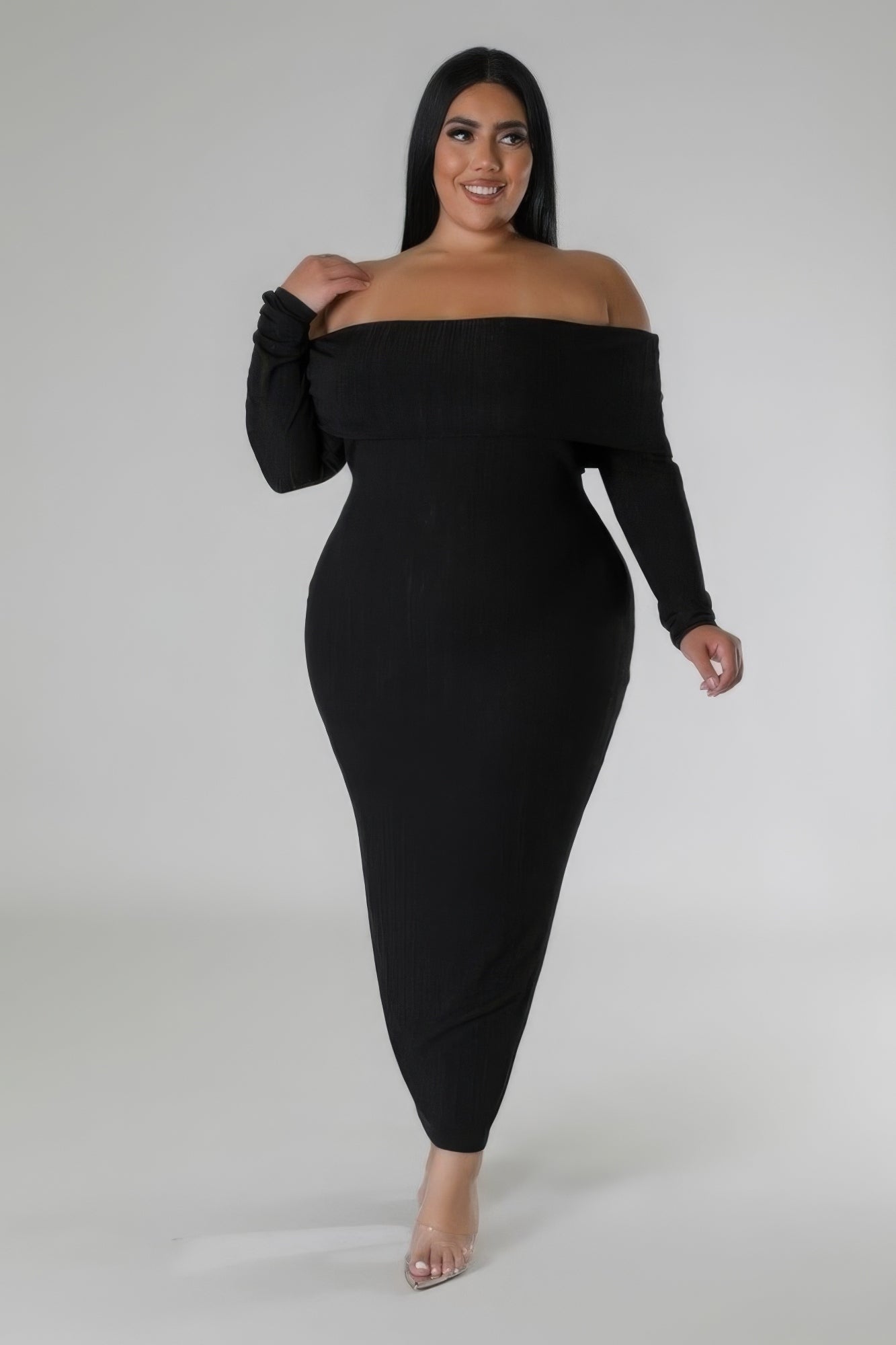 Off Shoulders Stretch Dress - Body By J'ne