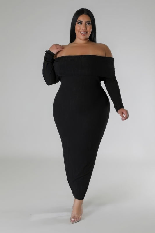 Off Shoulders Stretch Dress - Body By J'ne