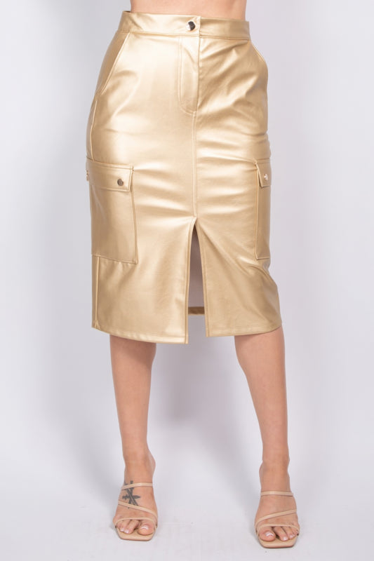 Faux Leather High-rise Cargo Skirt - Body By J'ne