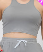 Plus Size Crop Tank Top & Ruched Pants Set