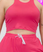 Plus Size Crop Tank Top & Ruched Pants Set