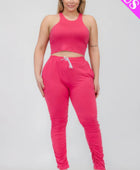 Plus Size Crop Tank Top & Ruched Pants Set