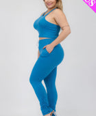 Plus Size Crop Tank Top & Ruched Pants Set