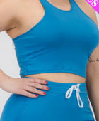 Plus Size Crop Tank Top & Ruched Pants Set