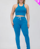 Plus Size Crop Tank Top & Ruched Pants Set