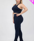 Plus Size Crop Tank Top & Ruched Pants Set