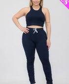 Plus Size Crop Tank Top & Ruched Pants Set