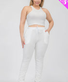 Plus Size Crop Tank Top & Ruched Pants Set