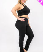 Plus Size Crop Tank Top & Ruched Pants Set